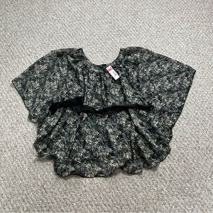 Lilly Lou Animal Print Belted Blouse Womens Small Pullover Relaxed Flowy Sheer